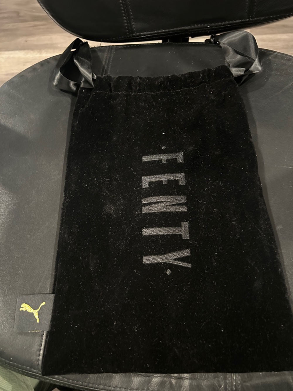 FENTY Black Velvet Drawstring Pouch with Satin Ties
